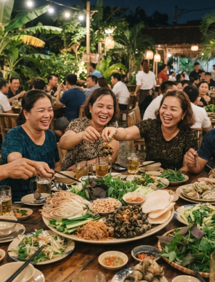 Gỏi ốc đắng cho nhóm đông nên gọi lượng vừa đủ rồi bổ sung nếu cần